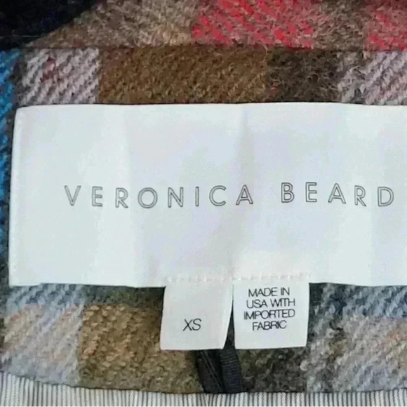 VERONICA BEARD Dickey Jacket Long Over Coat Wool Plaid Patchwork XS 0 2 $1200 - Picture 13 of 16